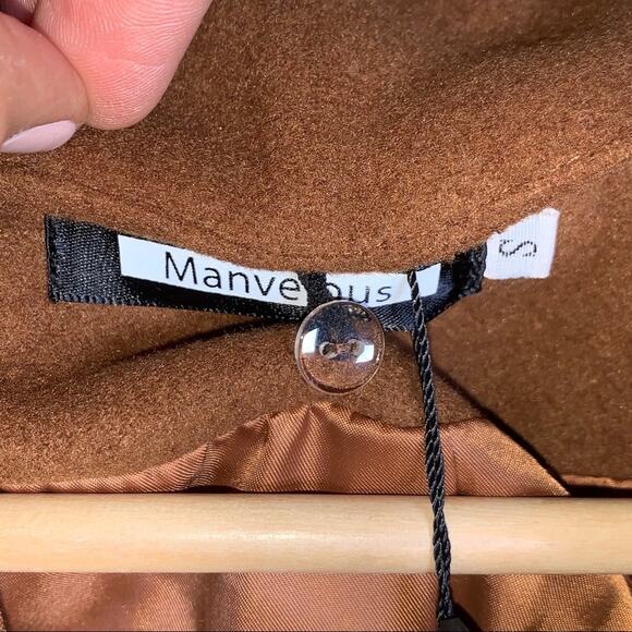 NWT Manvelous light brown button down pea coat w detachable dickie size small S - Picture 4 of 5
